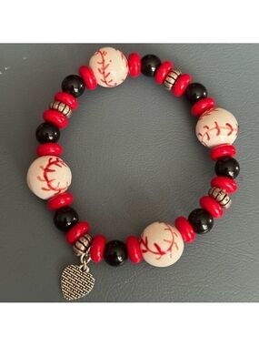 Handmade Baseball Beaded Bracelet